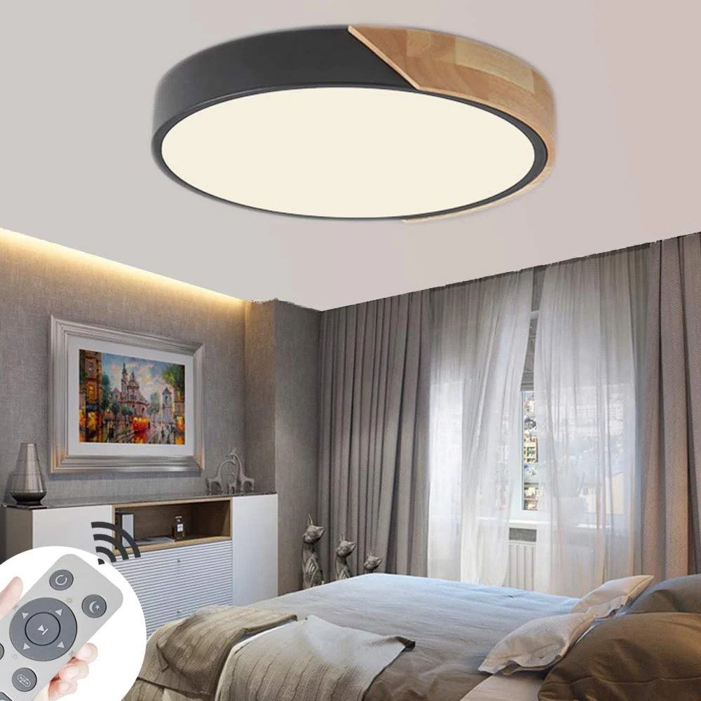 Macaron Round LED Dimmable Wood Ceiling Lamp - Image 22