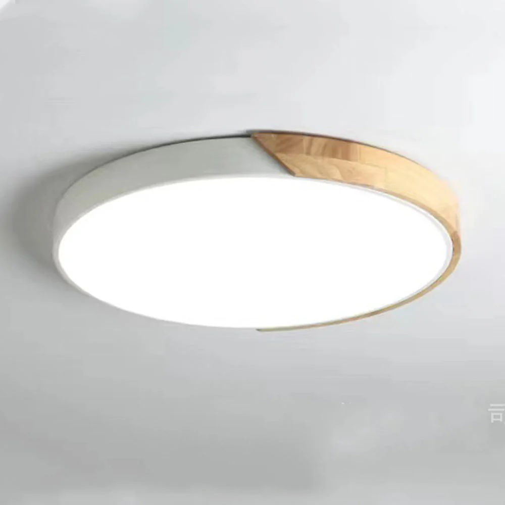 Macaron Round LED Dimmable Wood Ceiling Lamp - Image 5