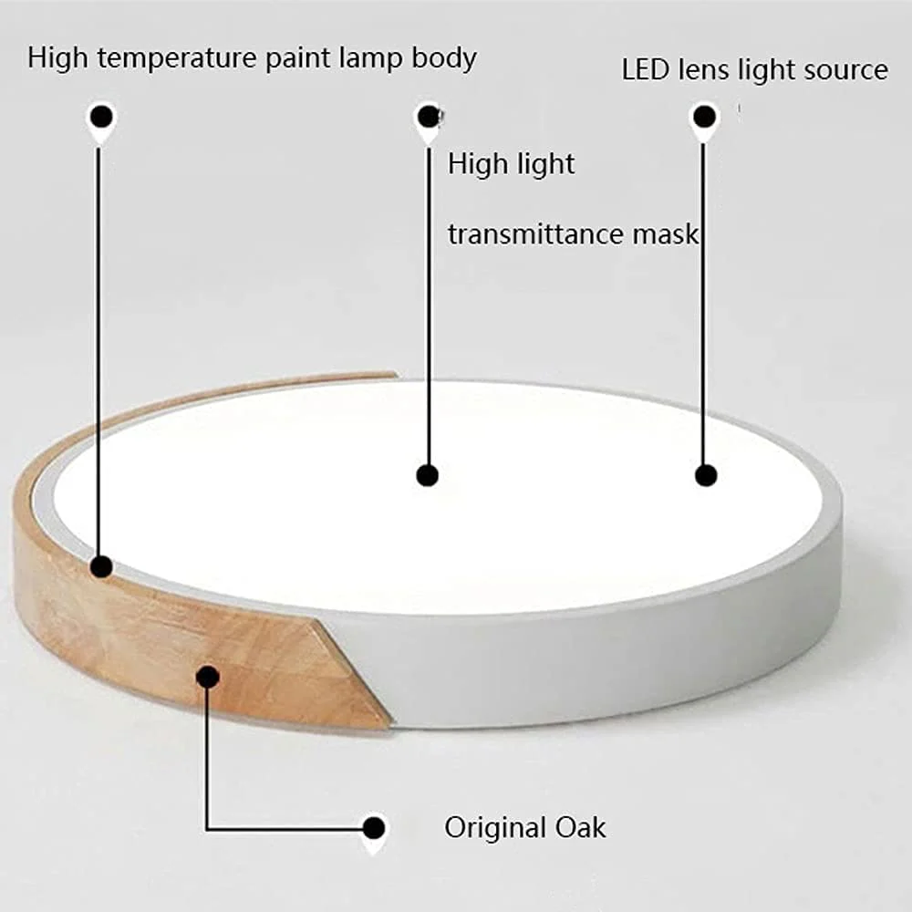 Macaron Round LED Dimmable Wood Ceiling Lamp - Image 6
