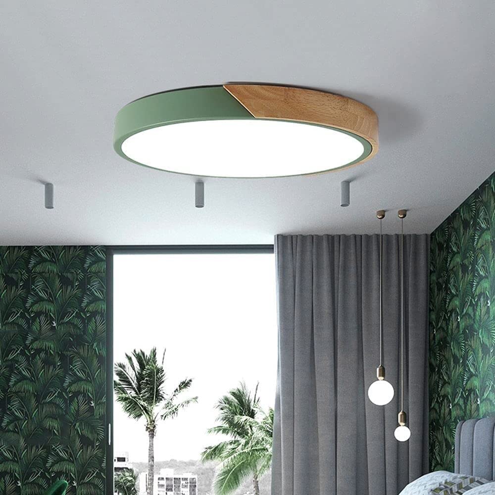 Macaron Round LED Dimmable Wood Ceiling Lamp - Image 7