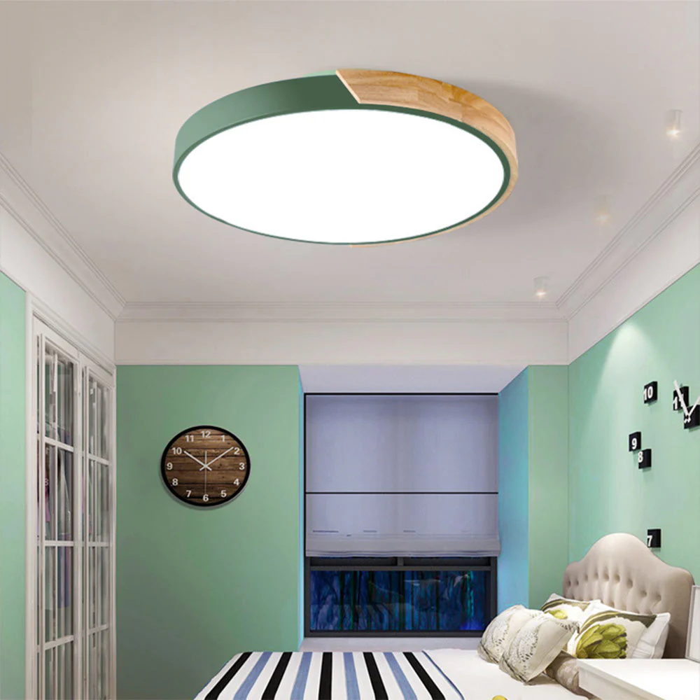 Macaron Round LED Dimmable Wood Ceiling Lamp - Image 8