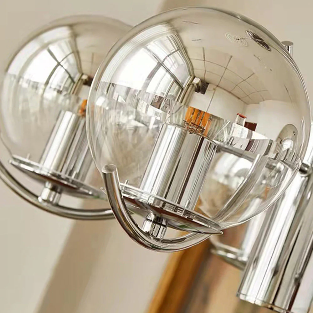 Modern Silver Glass Space Ball Chandelier - Image 14
