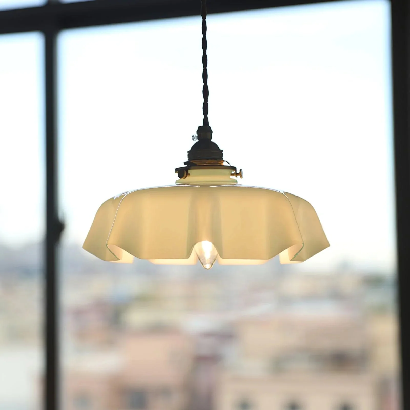 Modern Romantic Small Glass Ribbon Edge Pendant Light For Living Room - Image 19