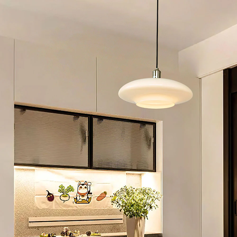 Modern White Glass Pendant Light - Image 2