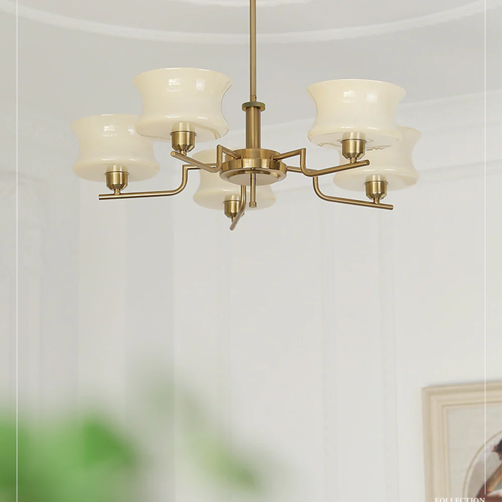 Nordic Belue Brass Glass Chandelier For Dining Room - Image 3