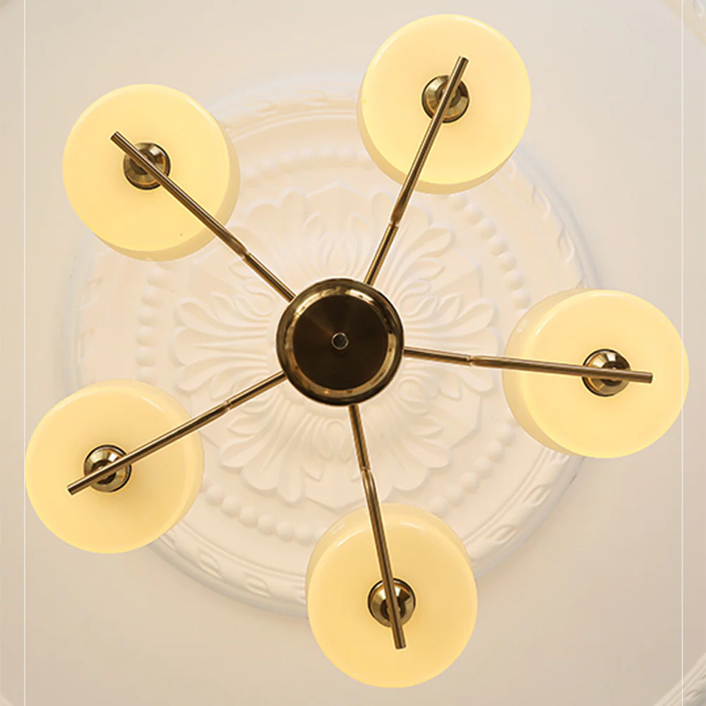 Nordic Belue Brass Glass Chandelier For Dining Room - Image 5