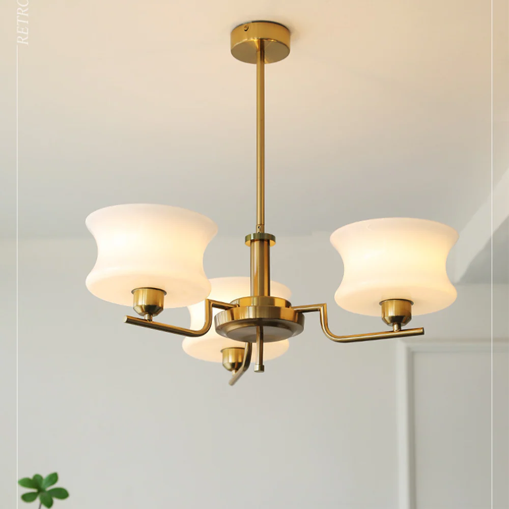 Nordic Belue Brass Glass Chandelier For Dining Room - Image 6