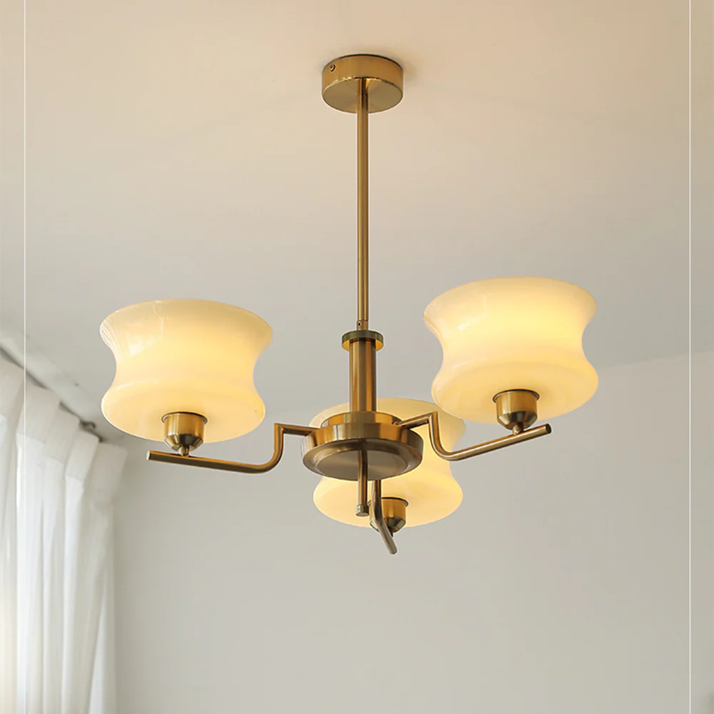 Nordic Belue Brass Glass Chandelier For Dining Room - Image 7