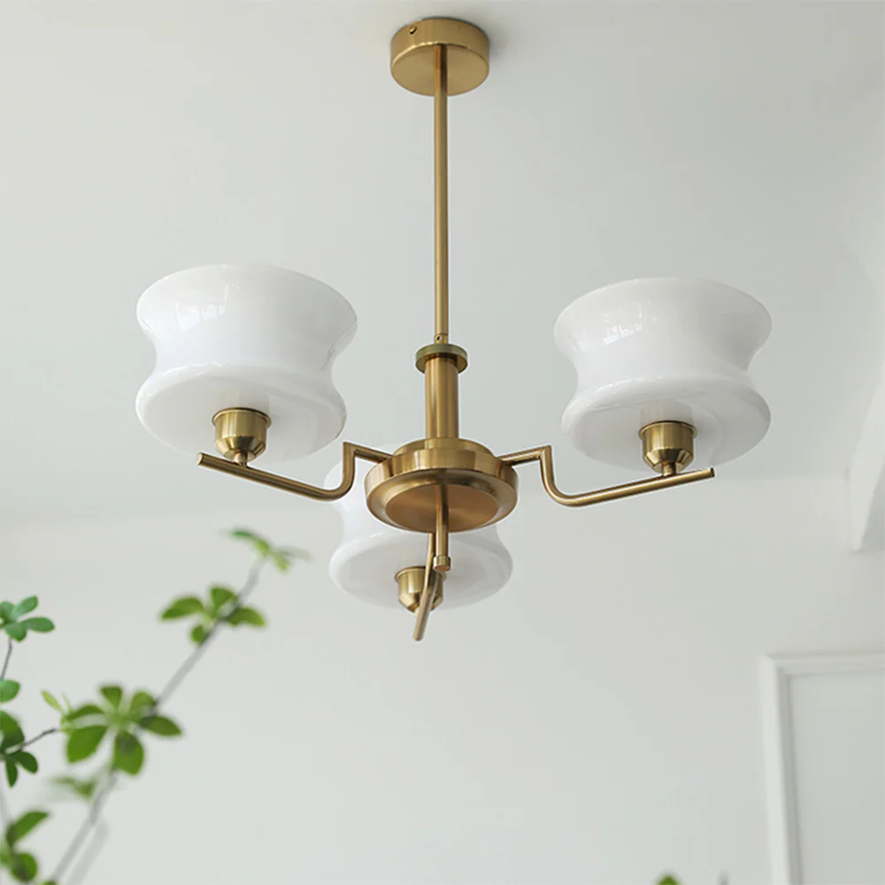 Nordic Belue Brass Glass Chandelier For Dining Room - Image 8