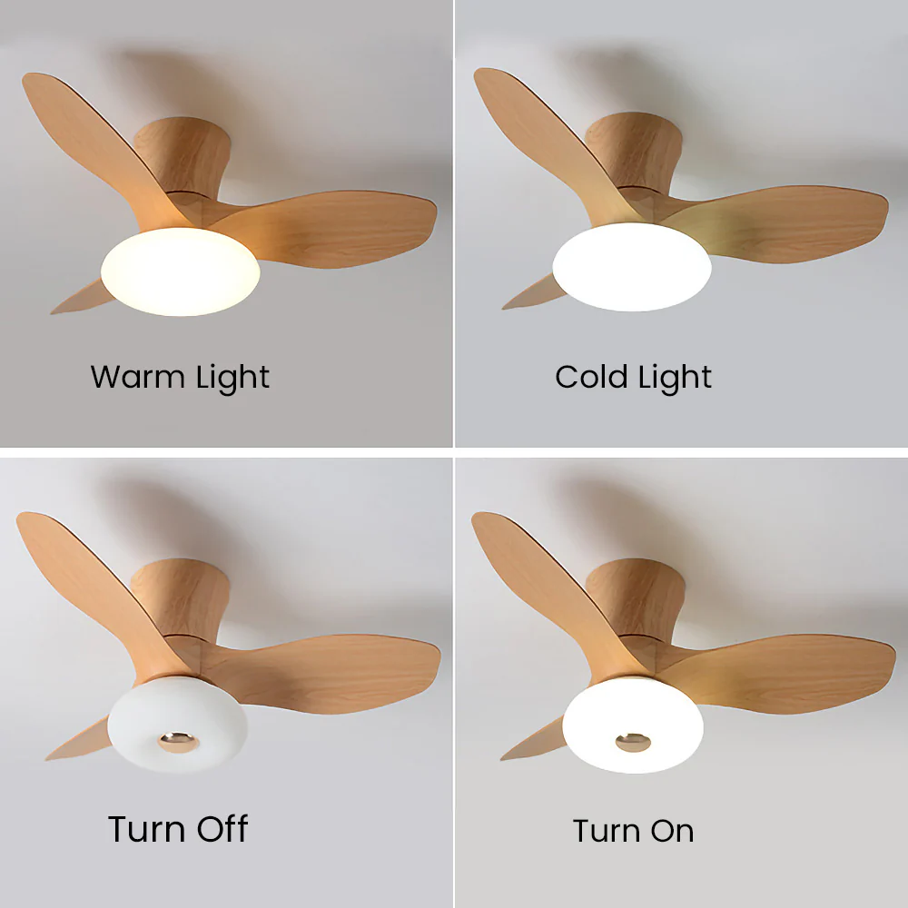 Natural Wood Stylish Ceiling Fan With LED Light - Image 10