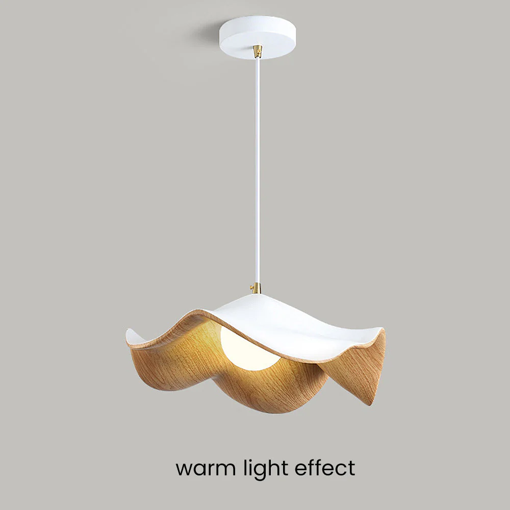 Nordic Wooden Lotus Leaf Pendant Light - Image 4