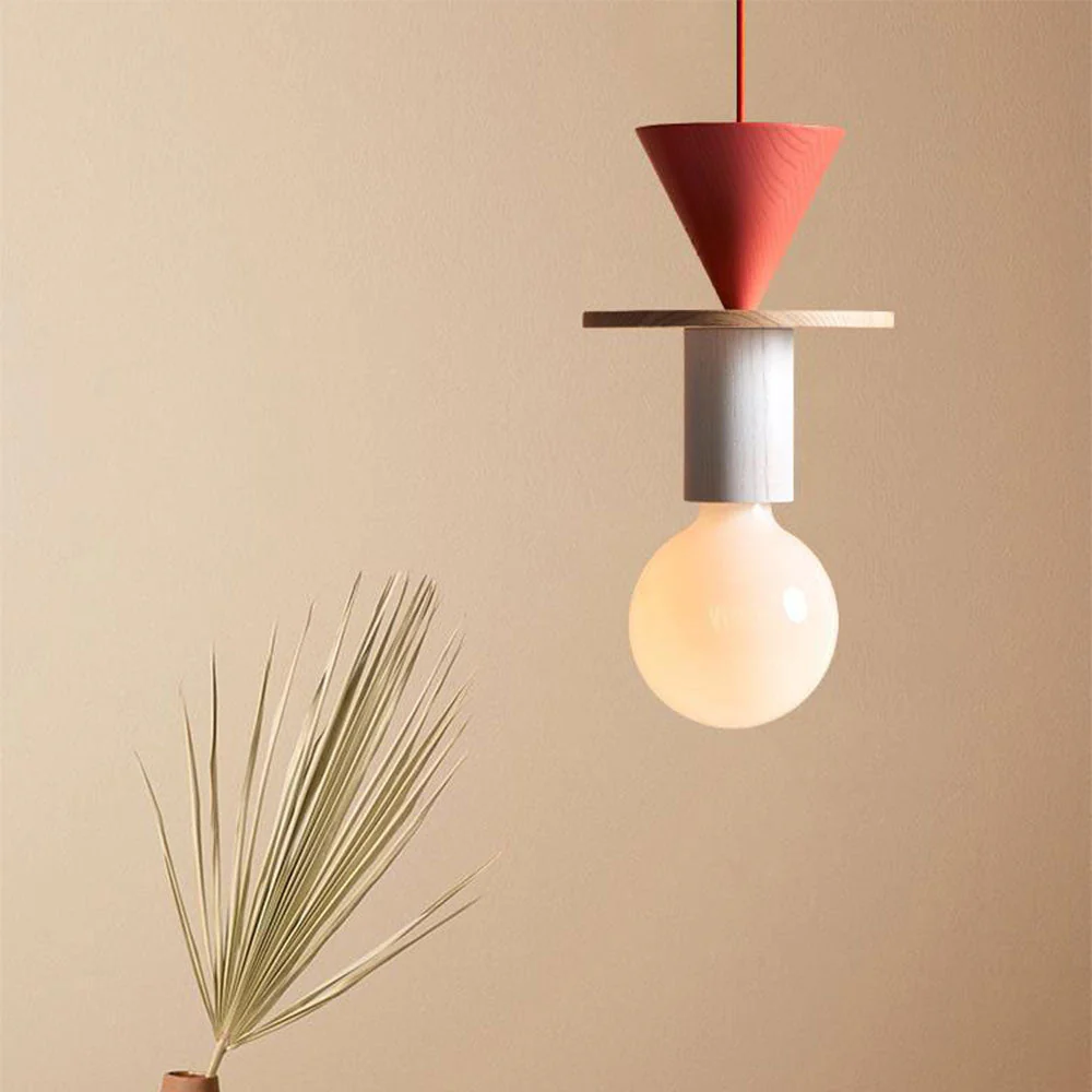 Design Colored Wood Blocks Pendant Light