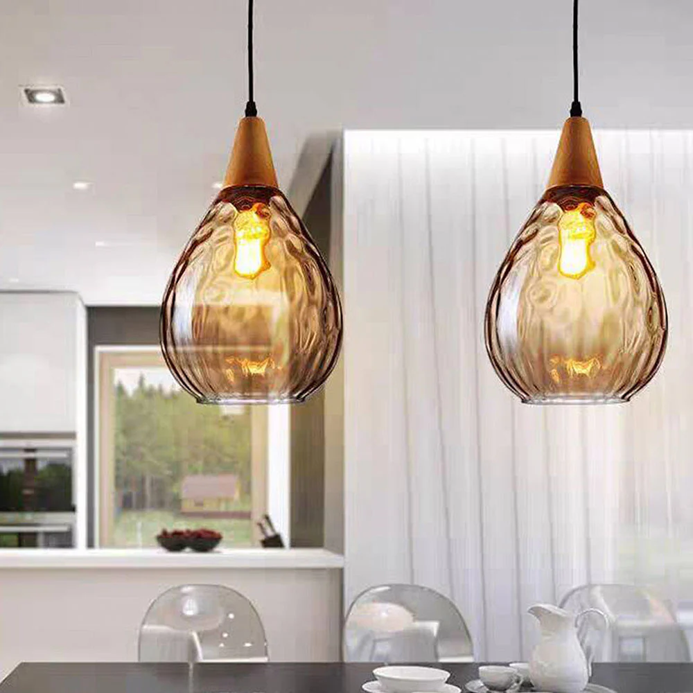 Retro Teardrop Glass Dining Room Pendant Light - Image 12