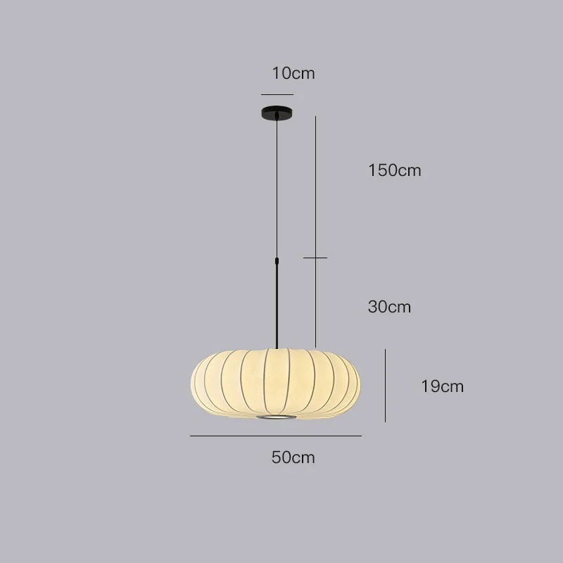 Pumpkin White Fabric Drum Pendant Light - Image 18