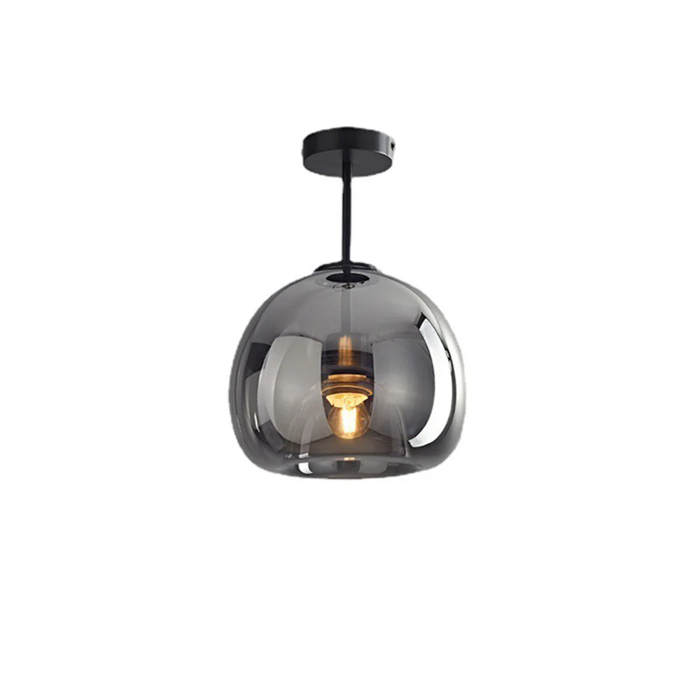 Retro Copper Glass Semi Flush Mount Ceiling Light - Image 16