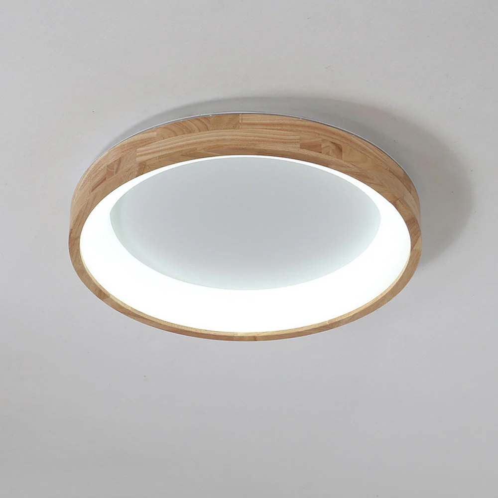 Retro Geometry Circle Wood LED Ceiling Light - Image 13