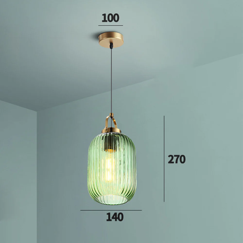 Retro Green Lantern Glass Pendant Lamp - Image 10
