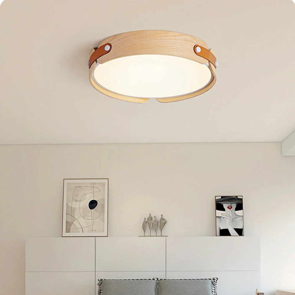 Retro Simple Round Wood Ceiling Lamp - Image 2