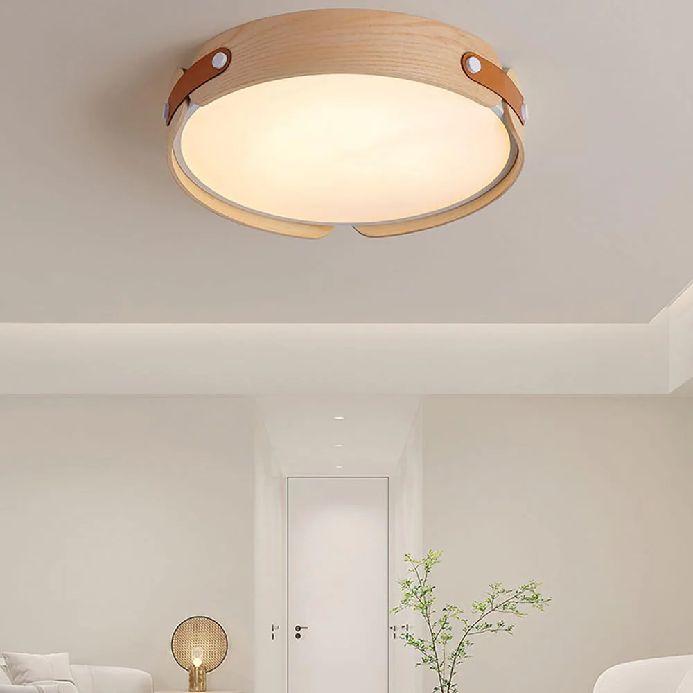 Retro Simple Round Wood Ceiling Lamp - Image 3