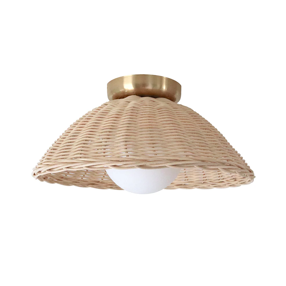 Rustic Bamboo Glass Woven Wall Light - Image 7