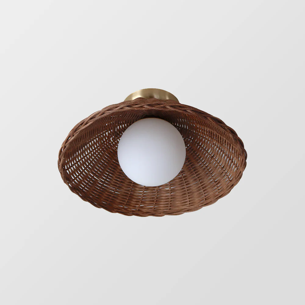 Rustic Bamboo Glass Woven Wall Light - Image 9