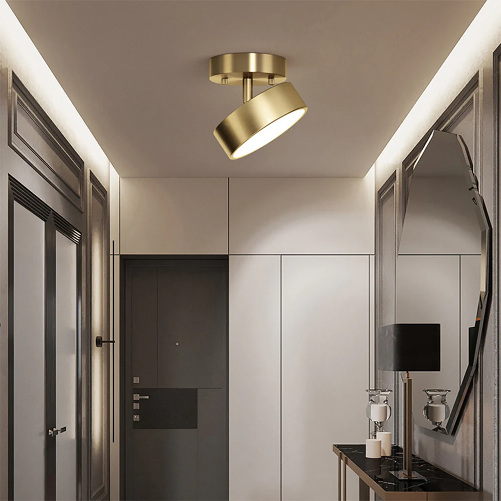 Simple Led Copper Semi Flush Mount Ceiling Light - Image 2