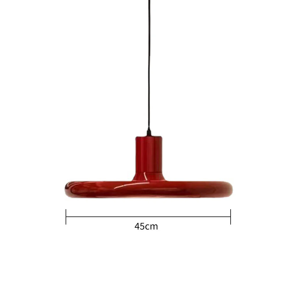 Modern Simple Red Metal Saucer Pendant Light - Image 11