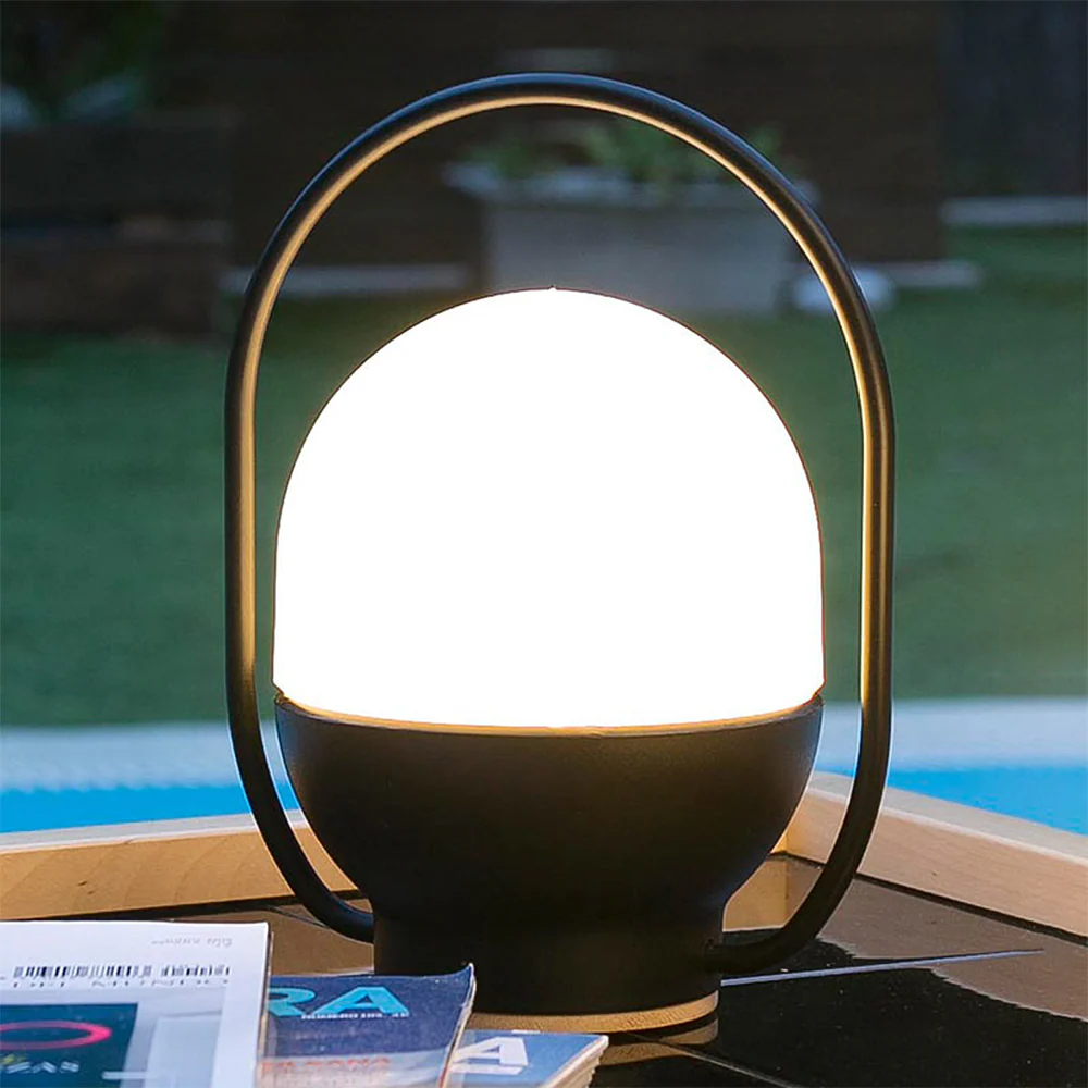 Portable White and Black Indoor / Outdoor Table Lamp - Image 2