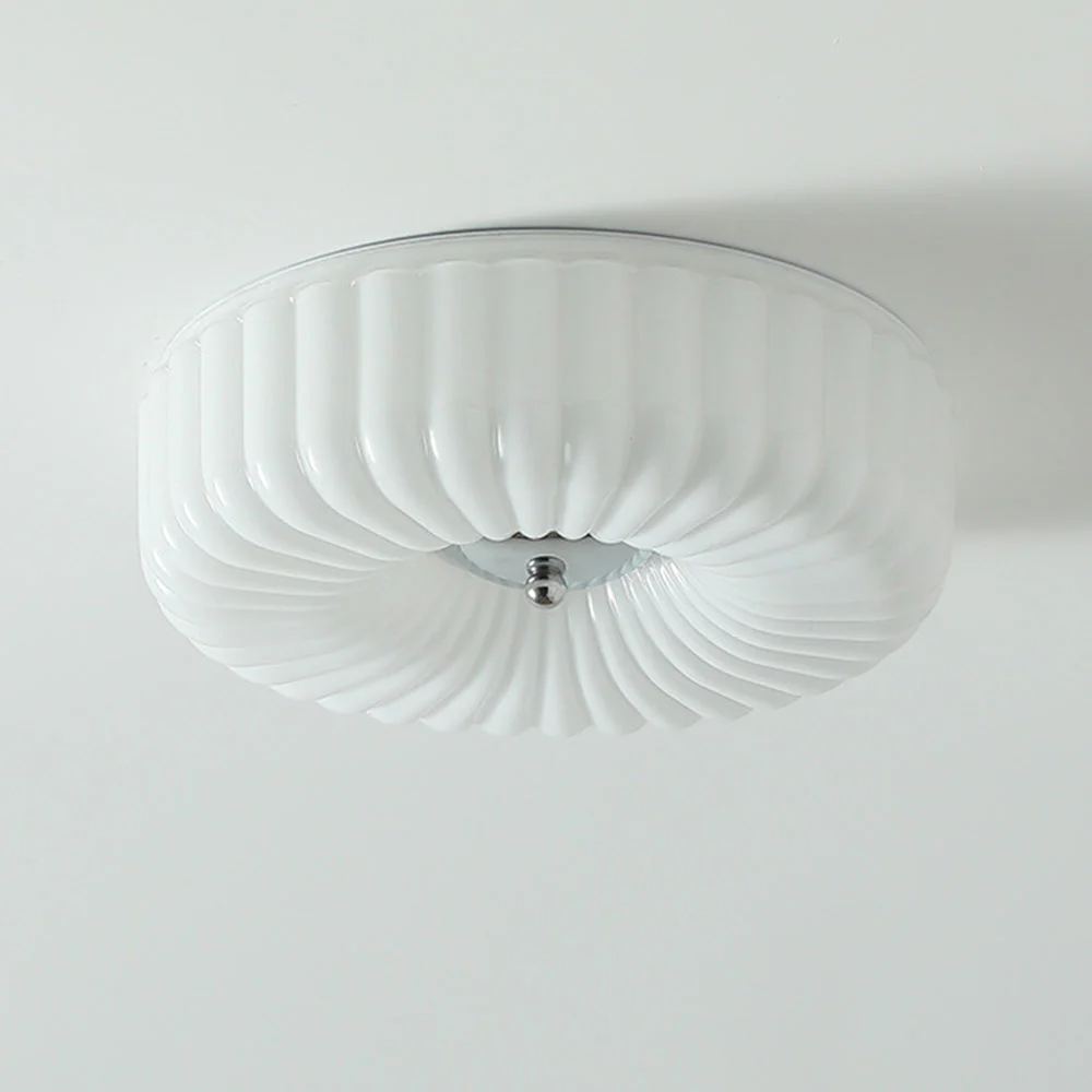Vinatge Bauhaus Cream Glass Ceiling Light - Image 5