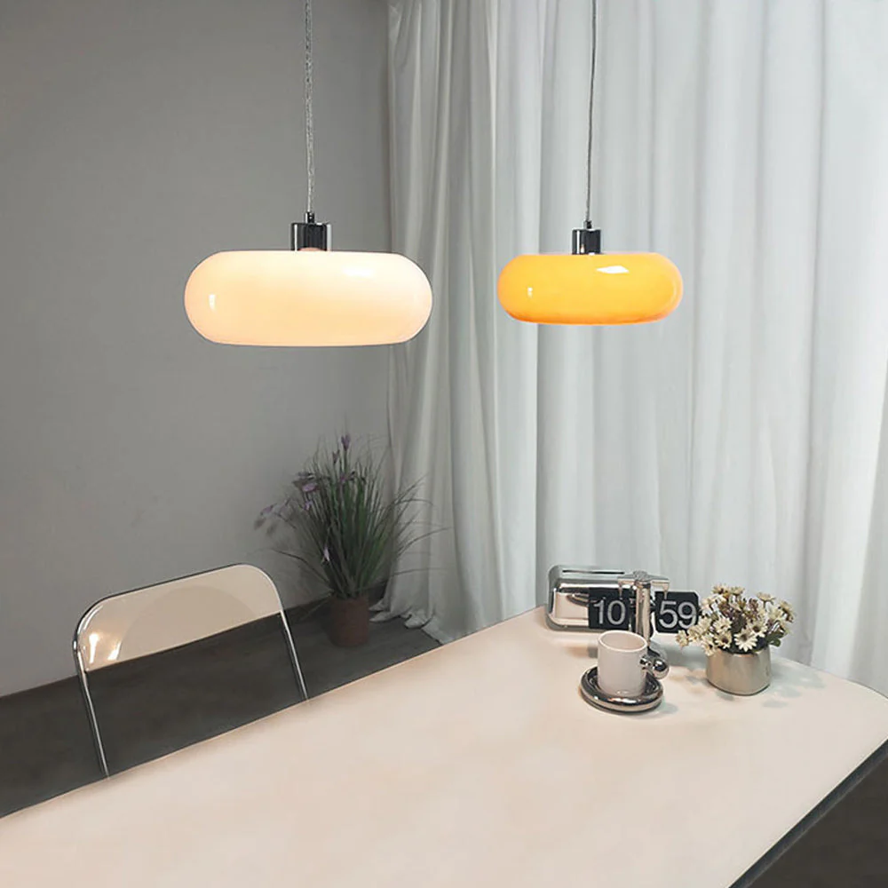 Vintage Bauhaus Round Glass Pendant Light - Image 12