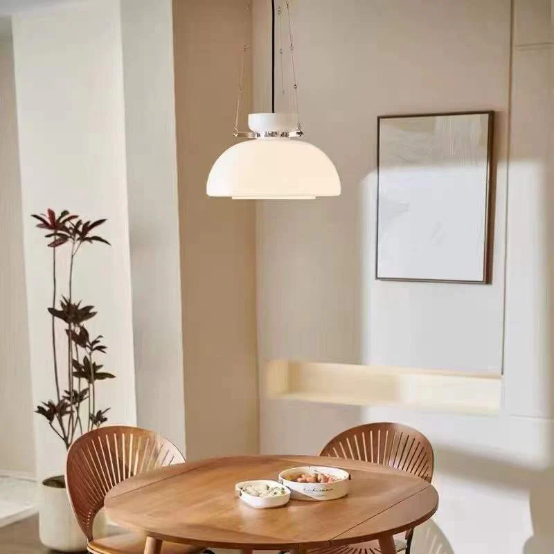 Vintage Milk Dome Glass Pendant Light - Image 7