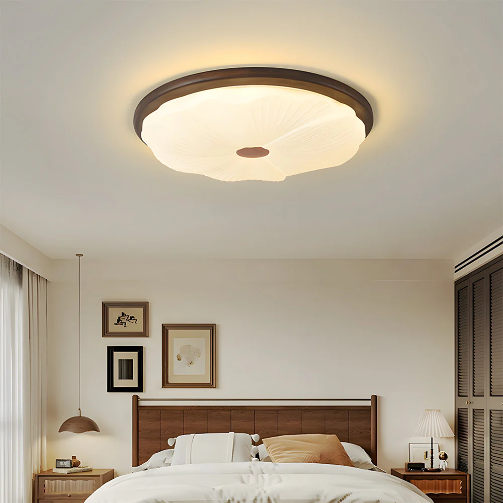 Walnut Color Simple LED Bedroom Ceiling Light - Image 17