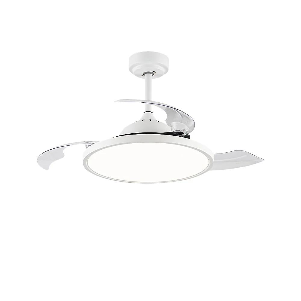 White Simple Flush Ceiling Fan With LED Lights - Image 12