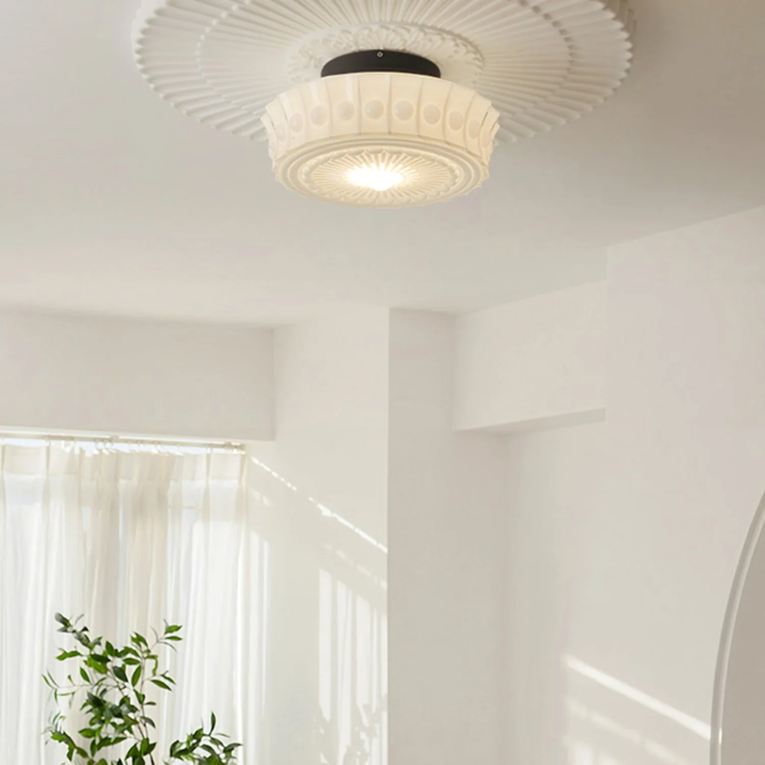 White Vintage Round Pendant Light - Image 12